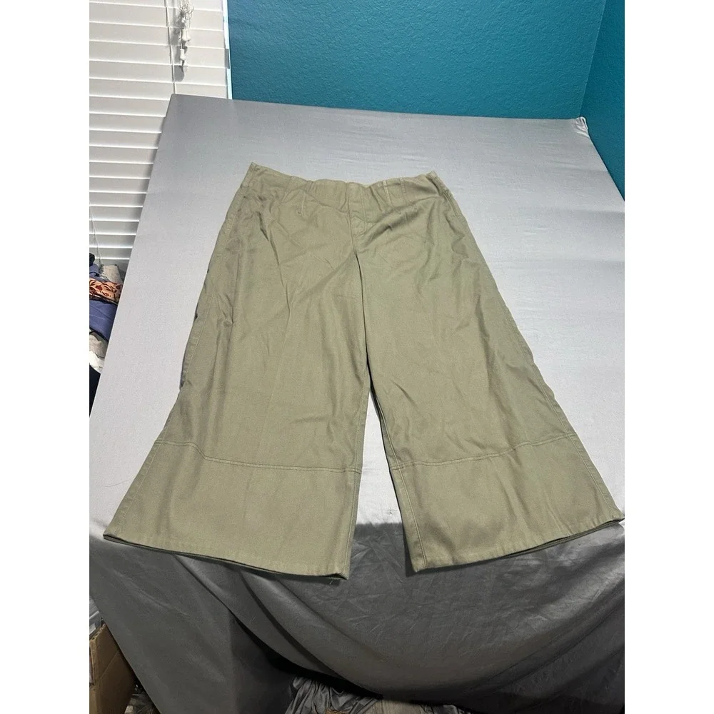 NWT SPANX Stretch Twill Cropped Wide Leg Tuscan Olive Pants , Size 2X Petite